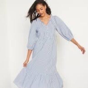 Blue Ticking Stripe Maxi Dress Old Navy XXL